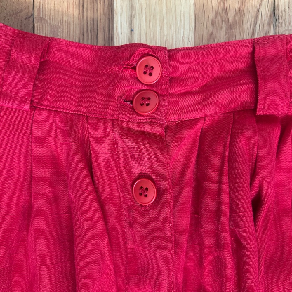 Vintage Red Stretchy Waist Skirt w/ Belt Loops and Pockets By Briggs Petite - Picture 3 of 6